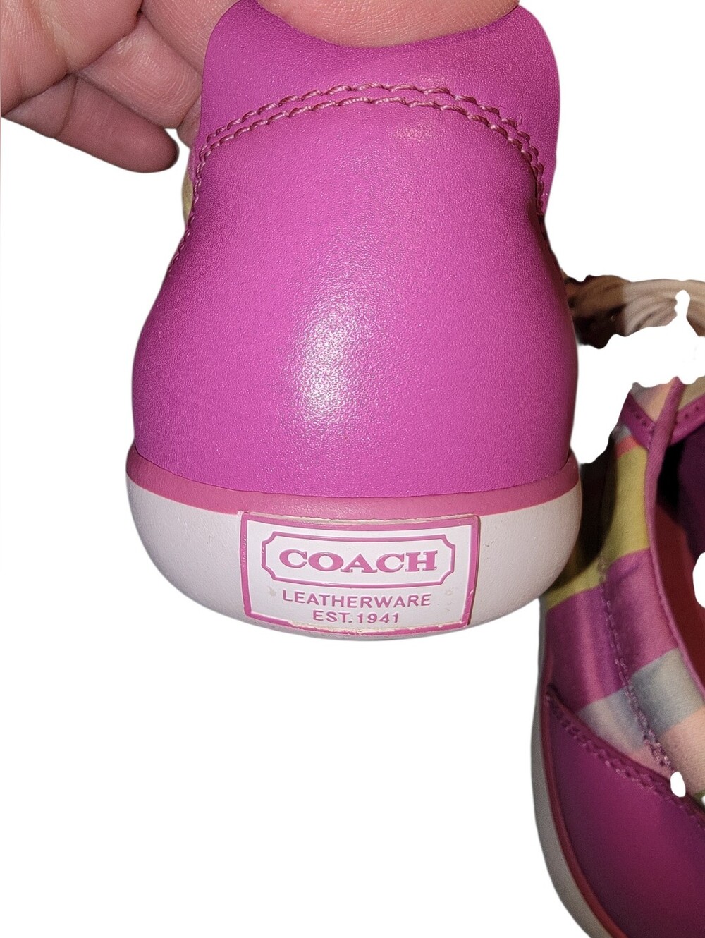 Coach Barrett Pink Multi-Stripe Lace-Up Sneakers - Picture 6 of 12